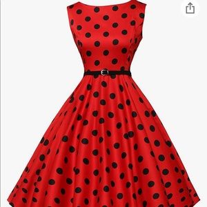 Plus size red polka dot sleeveless dress